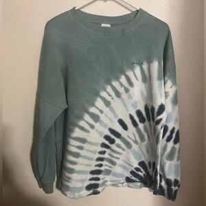 PINK VICTORIA'S SECRET Classic Tie Dye Oversized Crewneck Green Blue Wms Sz‎ XS